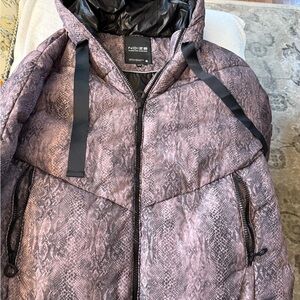 Noize Women's Pink Snake Print Puffer Jacket